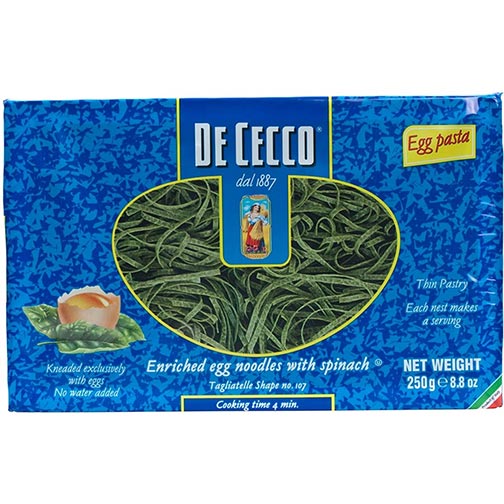 De Cecco Pasta Spinach Fettuccine Nests