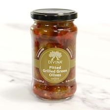 Retail Jar - Grilled and Pitted Green Olives